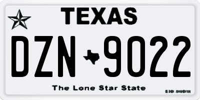 TX license plate DZN9022