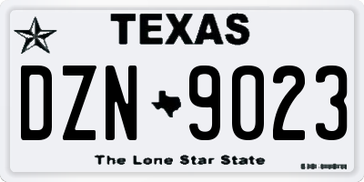 TX license plate DZN9023