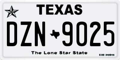TX license plate DZN9025