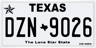 TX license plate DZN9026