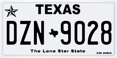 TX license plate DZN9028