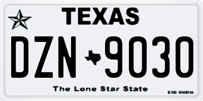 TX license plate DZN9030