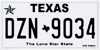 TX license plate DZN9034