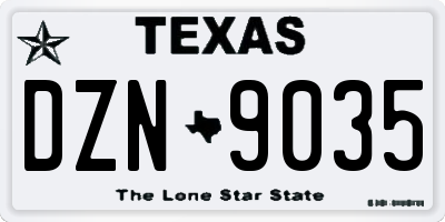 TX license plate DZN9035