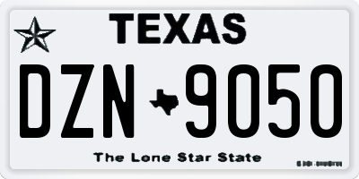 TX license plate DZN9050