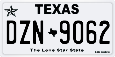 TX license plate DZN9062