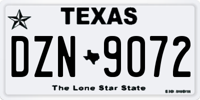 TX license plate DZN9072