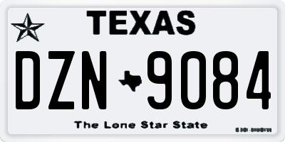 TX license plate DZN9084