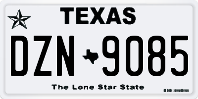 TX license plate DZN9085