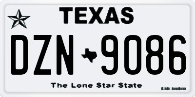 TX license plate DZN9086