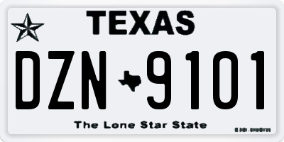 TX license plate DZN9101