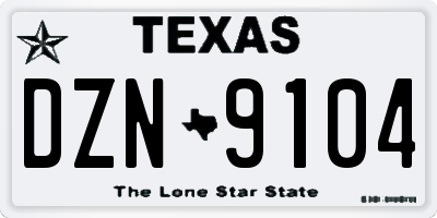TX license plate DZN9104