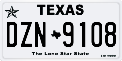 TX license plate DZN9108