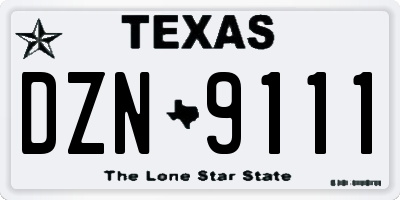 TX license plate DZN9111