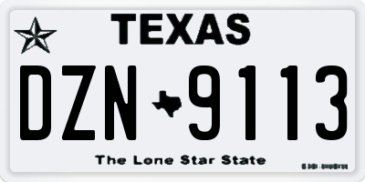 TX license plate DZN9113