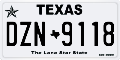 TX license plate DZN9118