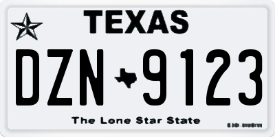 TX license plate DZN9123