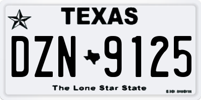 TX license plate DZN9125