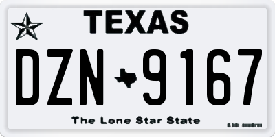 TX license plate DZN9167