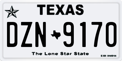 TX license plate DZN9170