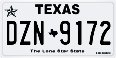 TX license plate DZN9172