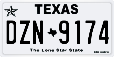 TX license plate DZN9174