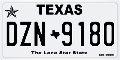 TX license plate DZN9180