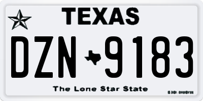 TX license plate DZN9183