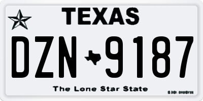 TX license plate DZN9187