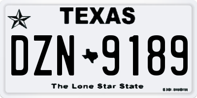 TX license plate DZN9189