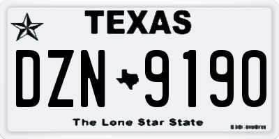 TX license plate DZN9190