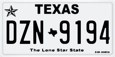 TX license plate DZN9194
