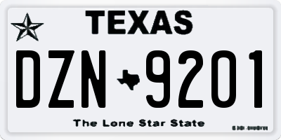 TX license plate DZN9201