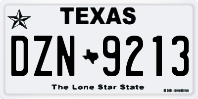 TX license plate DZN9213