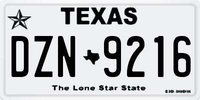 TX license plate DZN9216