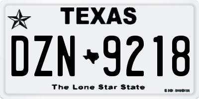 TX license plate DZN9218