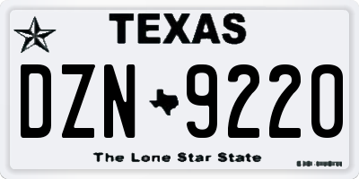 TX license plate DZN9220