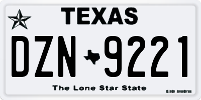 TX license plate DZN9221