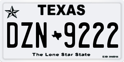 TX license plate DZN9222