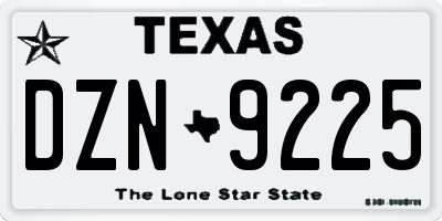 TX license plate DZN9225