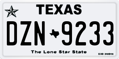 TX license plate DZN9233