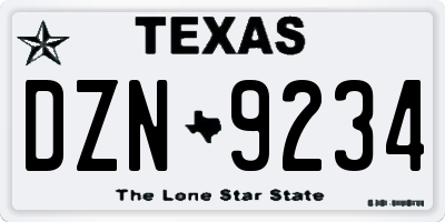 TX license plate DZN9234