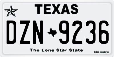 TX license plate DZN9236