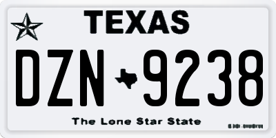 TX license plate DZN9238