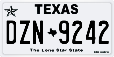 TX license plate DZN9242