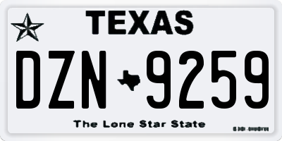 TX license plate DZN9259