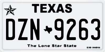 TX license plate DZN9263