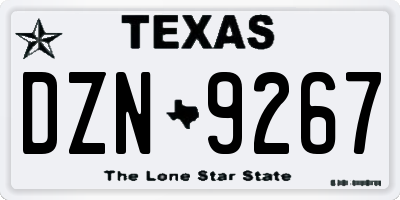 TX license plate DZN9267