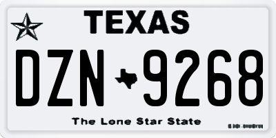 TX license plate DZN9268