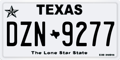 TX license plate DZN9277